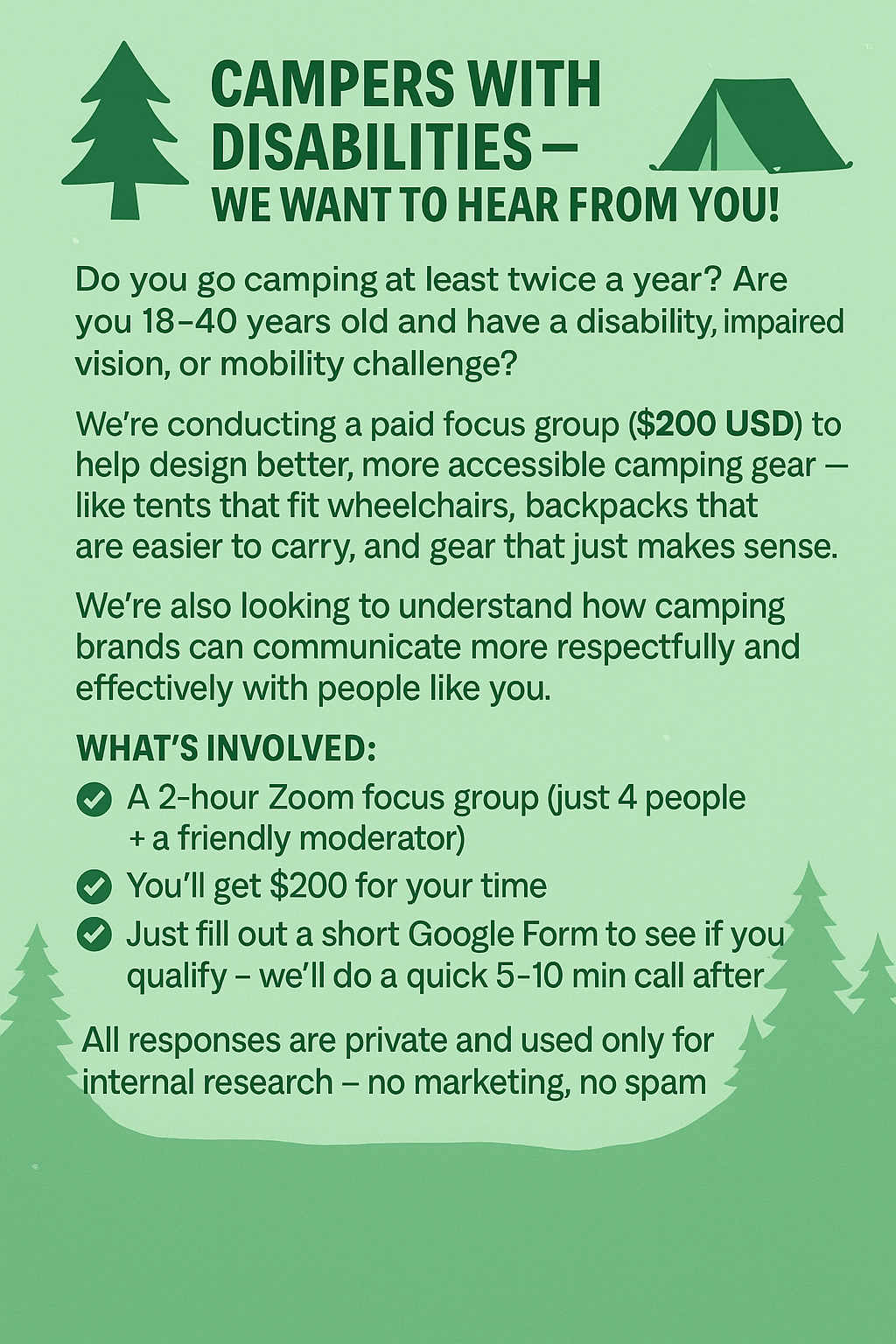 Inclusive Camping Gear Research for Disabled Adventurers
